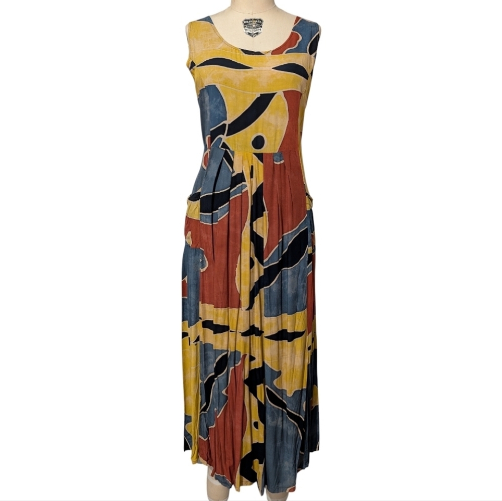 Ozone Clothing Multicolor Abstract Midi Dress